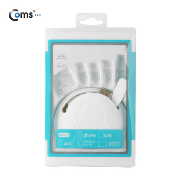 Coms iOS 스마트폰 5 케이블(4 in 1), 멀티/올인원 , White/충전