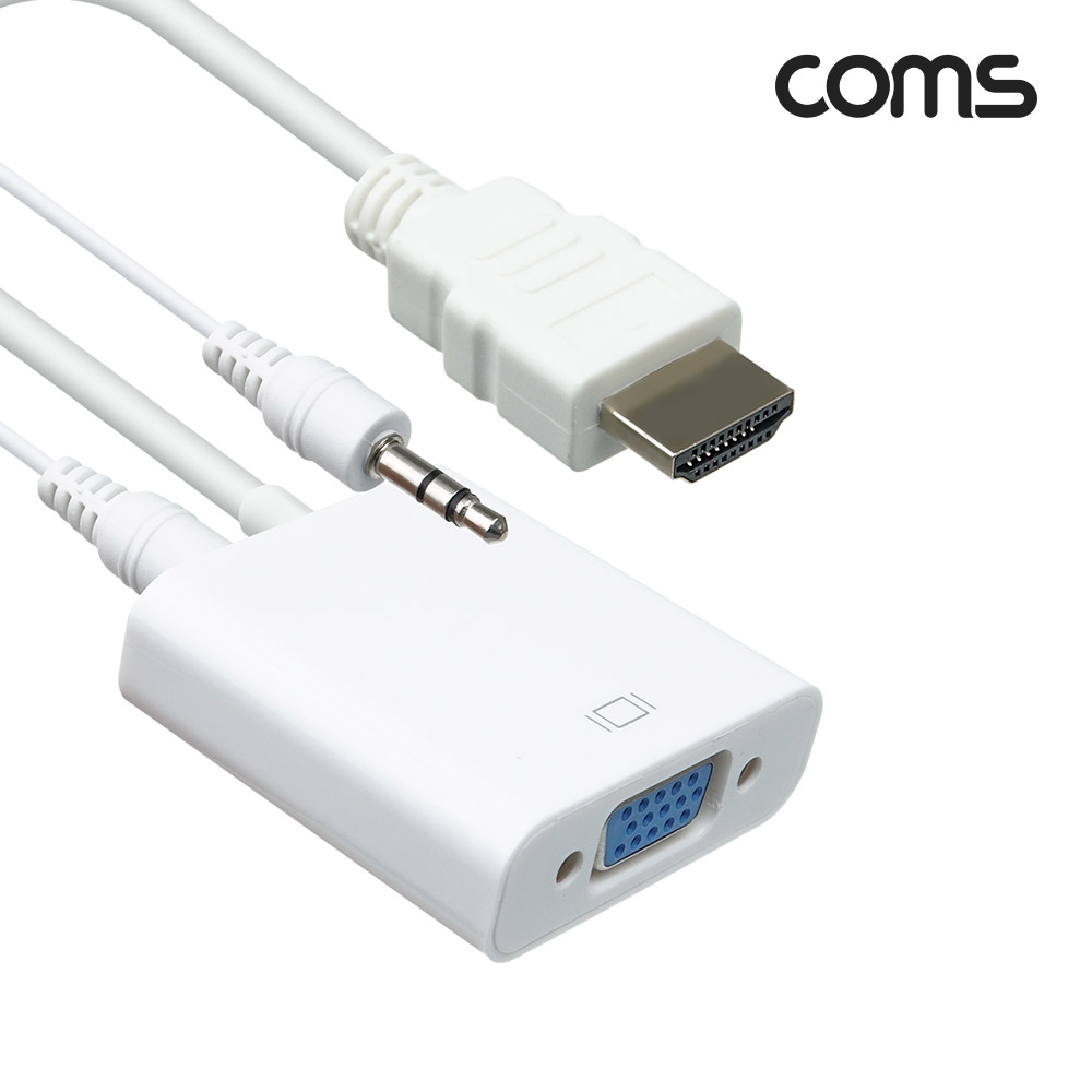 Coms HDMI 컨버터(HDMI to VGA+스테레오(stereo)) / 오디오 지원 / 케이블 타입 / 1080P, Full HD