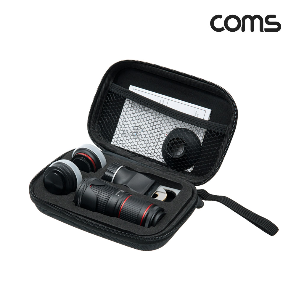 Coms 5 in 1 스마트폰 망원렌즈 12.8배율, 12.8X, 파우치 제공, 망원경 확대경 줌 렌즈 망원 광각 어안 매크로