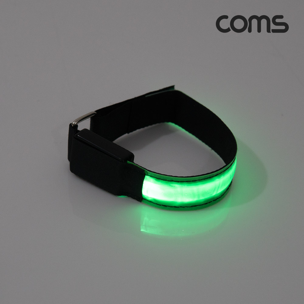 Coms 안전 형광밴드(LED), 라이트, 야간, 암밴드, 손목밴드, 레저, Green, 야외 활동(공사 현장, 자전거, 조깅, 등산) / 안전띠, 야광띠