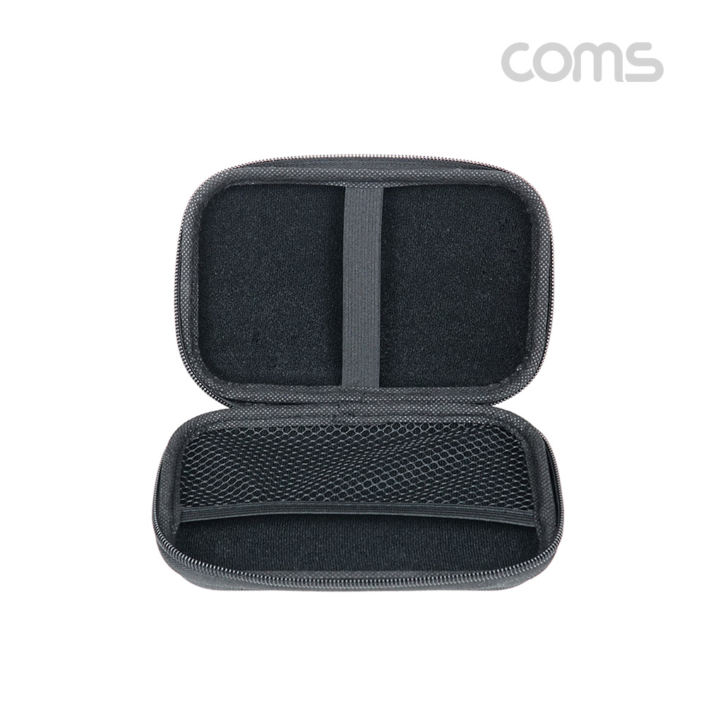 Coms 다용도 파우치 케이스, 18 X 11 X 4cm, Black, 그물망 수납, 충격 흡수(방지), (개인소지품, 케이블 등 보관 및 휴대)