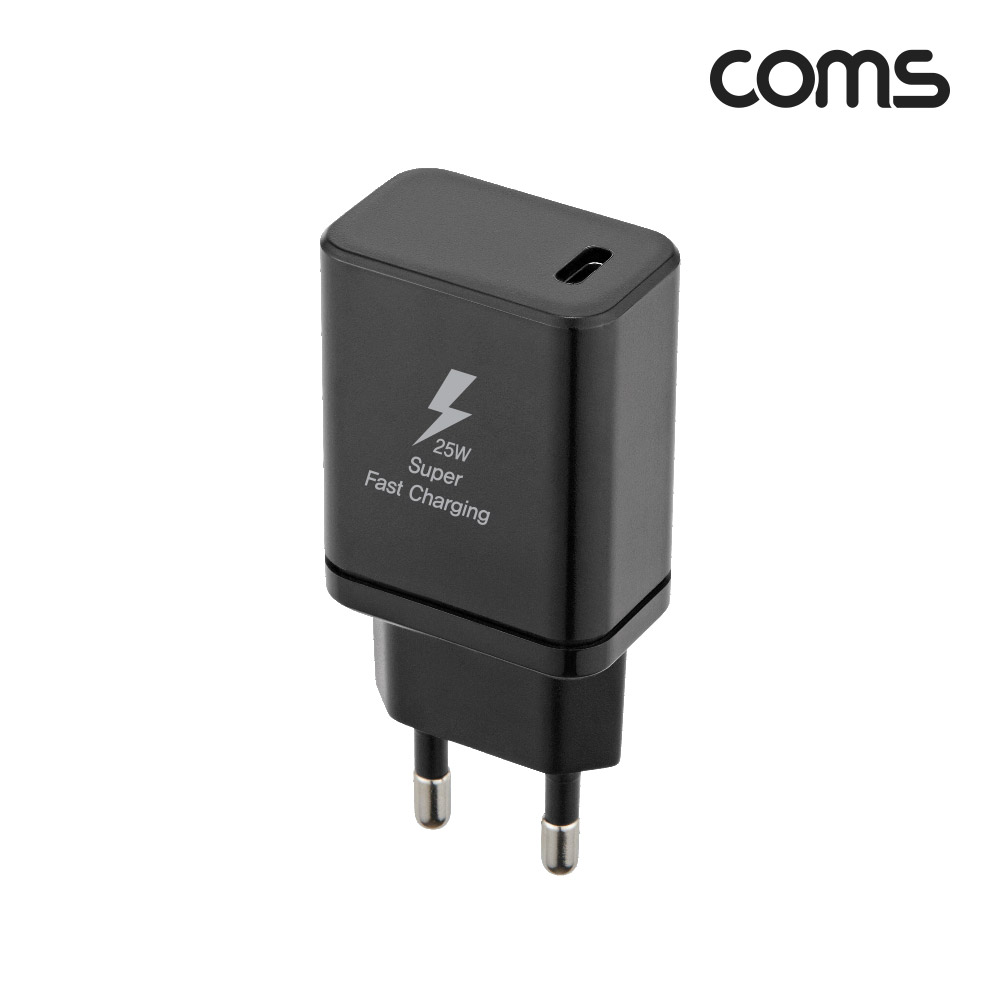Coms G POWER 초고속 충전기, USB 3.1(Type C), 케이블 미포함, 블랙, SRJQWC-25W