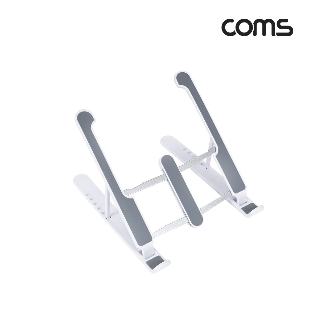 Coms 접이식 휴대용 노트북, 태블릿 스탠드 (거치대, 다용도,  받침대), 6단 각도 조절, 화이트