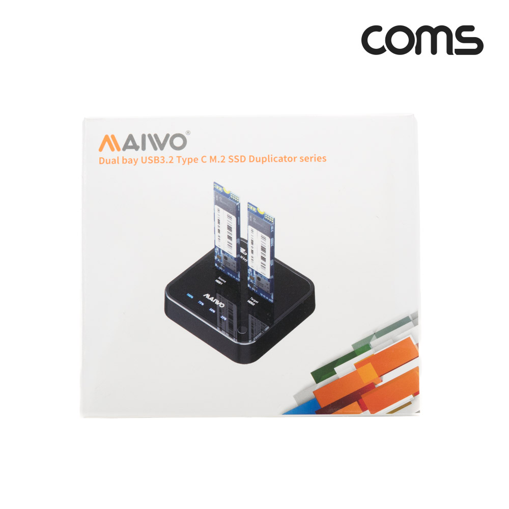 Coms M.2 SATA(NGFF) 도킹 스테이션, 외장 하드, 1:1 파티션 복제, USB 3.1(Type C) Gen1, 2Bay, 5Gbps, NGFF SSD Clone
