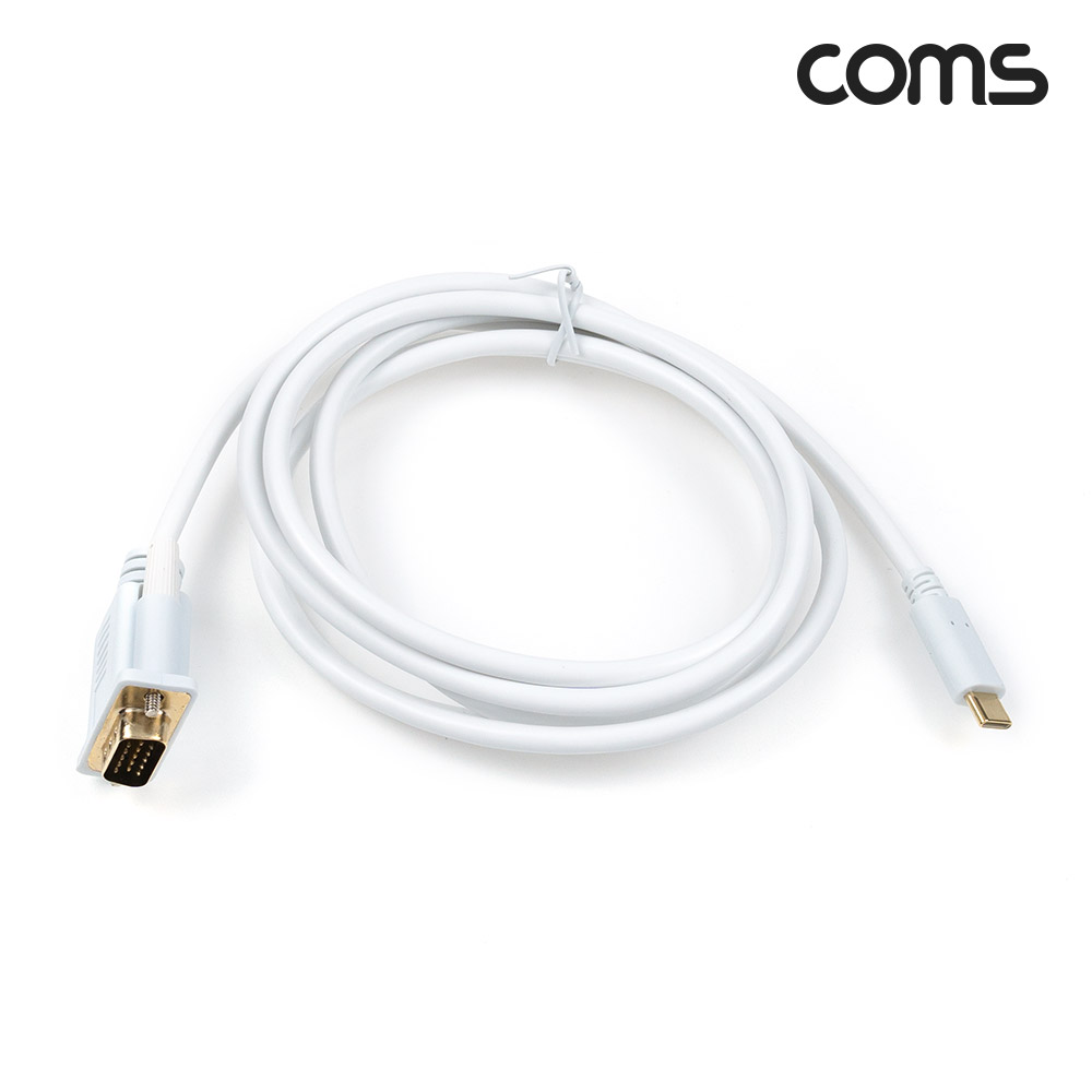Coms USB 3.1(Type C) to VGA 컨버터 케이블 1.8M FHD 1080P@60Hz, C타입 RGB D-SUB