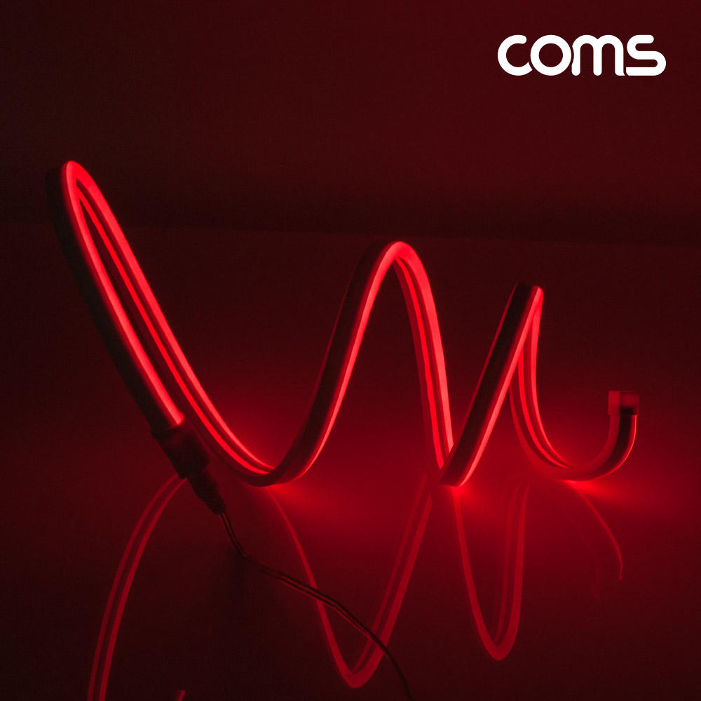 Coms LED 슬림형(줄/띠형/보급형) / DC 5V 전원 / 1M / Red / 조명 호스/ 감성 네온 인테리어 DIY / LED 램프, 랜턴, 무드등 / 컬러 조명(색조명) / LED(120ea) / IP64
