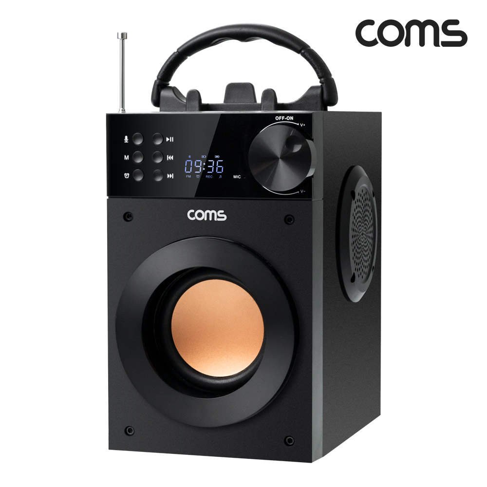 Coms 포터블 블루투스 스피커 20W, 3형 우퍼, 52mm 트위터 내장, 스테레오FM라디오, 휴대용