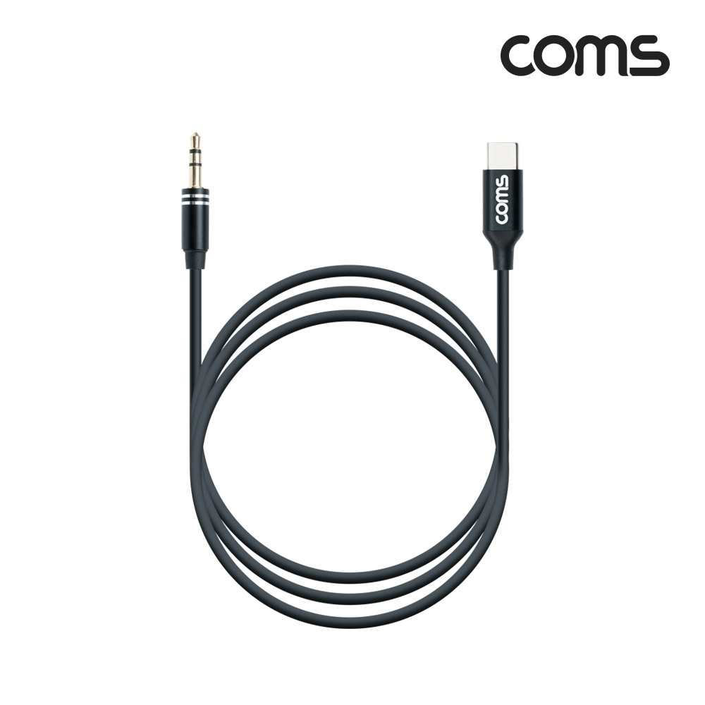 Coms USB 3.1 Type C to ST 3.5mm AUX 케이블 Black 1M, 스테레오, 스마트폰 오디오 연결