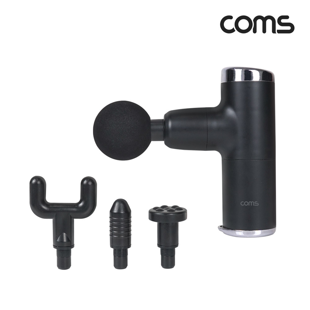 Coms 알파 힐링칩 초소형 무선 진동 마사지건, 5종 헤드, 알파칩 개별사용가능, 초경량, 4단 강도조절 2400~3200RPM