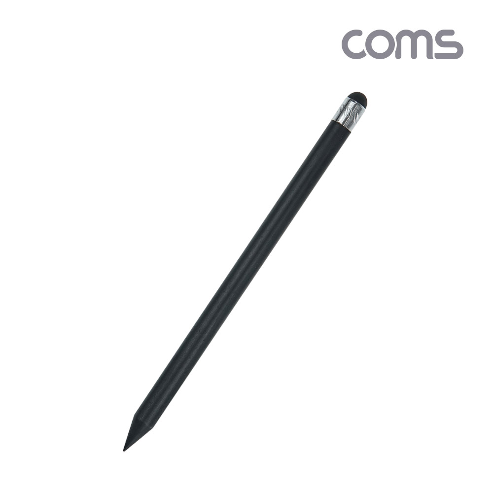 Coms 터치펜 원형 연필 15cm, black, 스타일러스, 스마트폰 화면 터치, 펜슬형