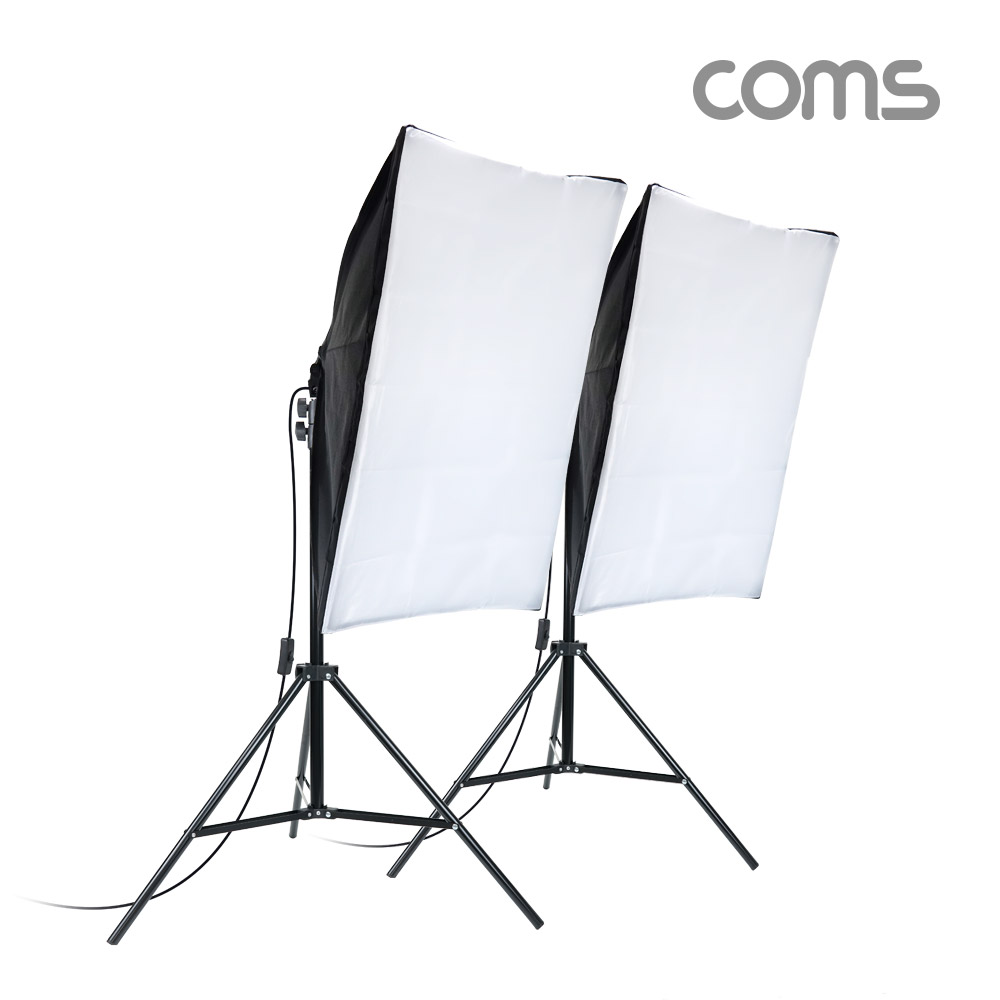 Coms 지속광 소프트 박스 조명 세트(중형 60W 2개입), 제품 상품 사진 촬영 방송 장비, 1인 개인방송 유튜브 쇼핑몰, 미니 스튜디오