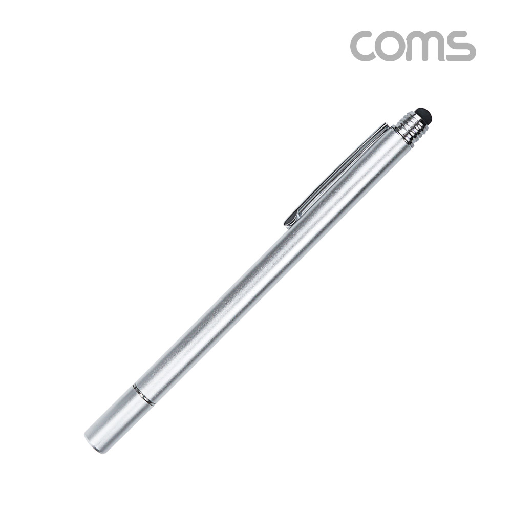 Coms 정전식 스마트폰 터치펜, 터치볼, 디스크형, Silver 메탈 실버, 화면 터치, 볼펜형