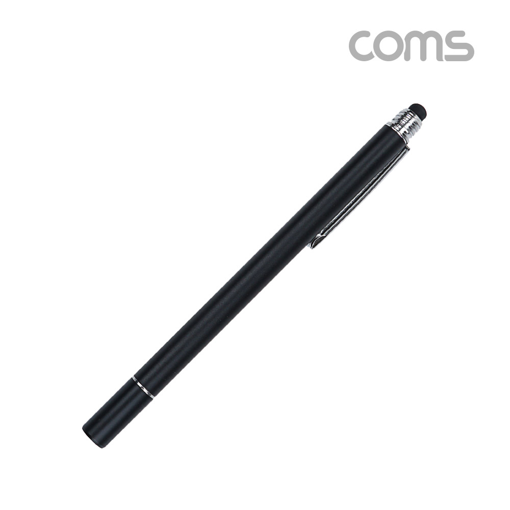 Coms 정전식 스마트폰 터치펜, 터치볼, 디스크형, Black 메탈 블랙, 화면 터치, 볼펜형