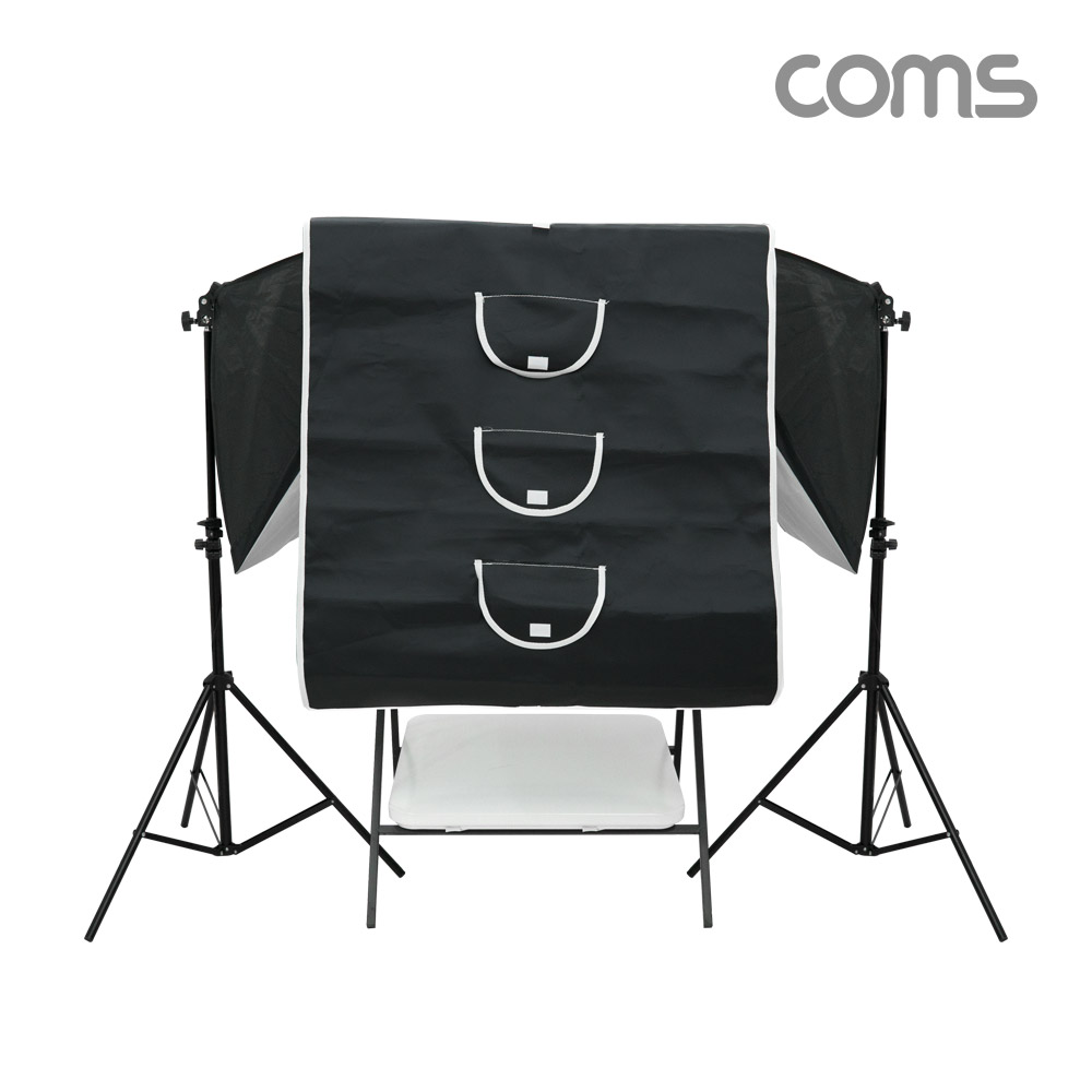 Coms 지속광 소프트 박스 누끼 촬영 세트(소형 60W 2개입), 사각 LED 조명&테이블, 그림자 제거, 접이식 미니 스튜디오, 후보정 작업이 필요없는 제품 촬영 세트, 누끼보드, 제품 상품 사진 촬영 방송 장비, 1인 개인방송 유튜브 쇼핑몰
