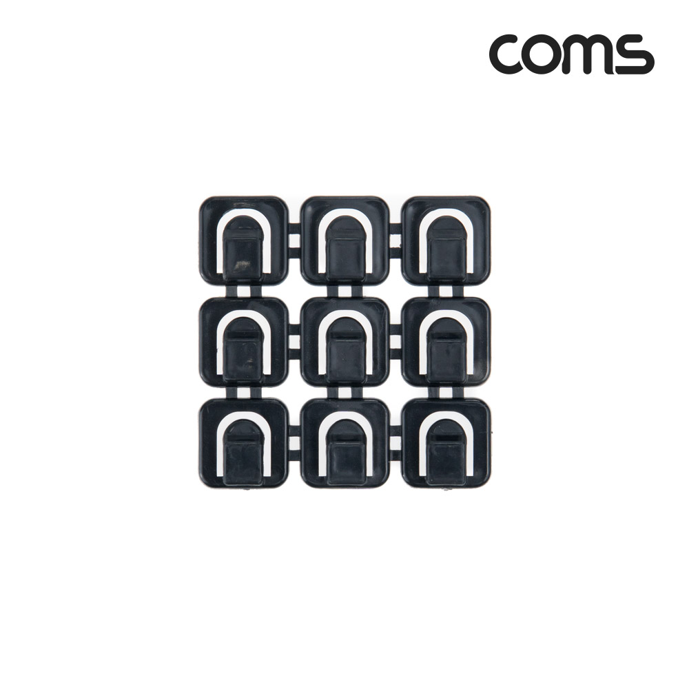 Coms 미니 클립 후크, 케이블 전선 정리기, 18개입, 소형, 케이블 오거나이저, Black