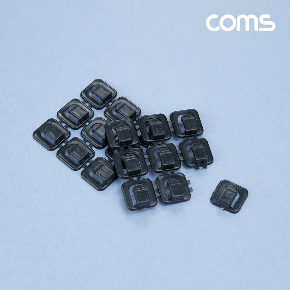 Coms 미니 클립 후크, 케이블 전선 정리기, 18개입, 소형, 케이블 오거나이저, Black