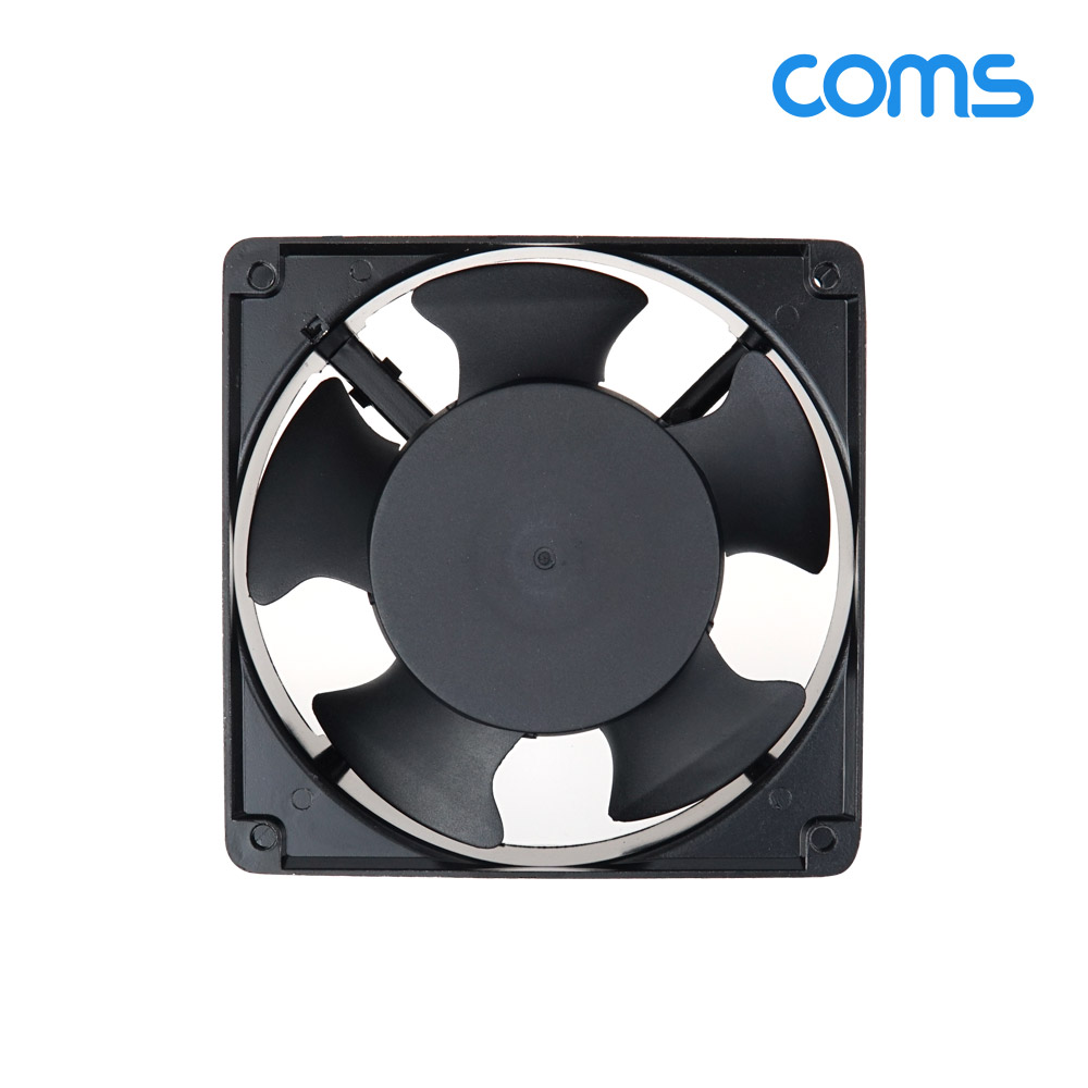 Coms 다용도 환풍기 사각 쿨러, AC 220V 전원 제작용 2선, 쿨러 케이스 Case, 쿨링, 그릴(보호망), 산업용, 화장실, 창고, 산업현장, 환기구, 120mm, 20W, 슬리브 베어링