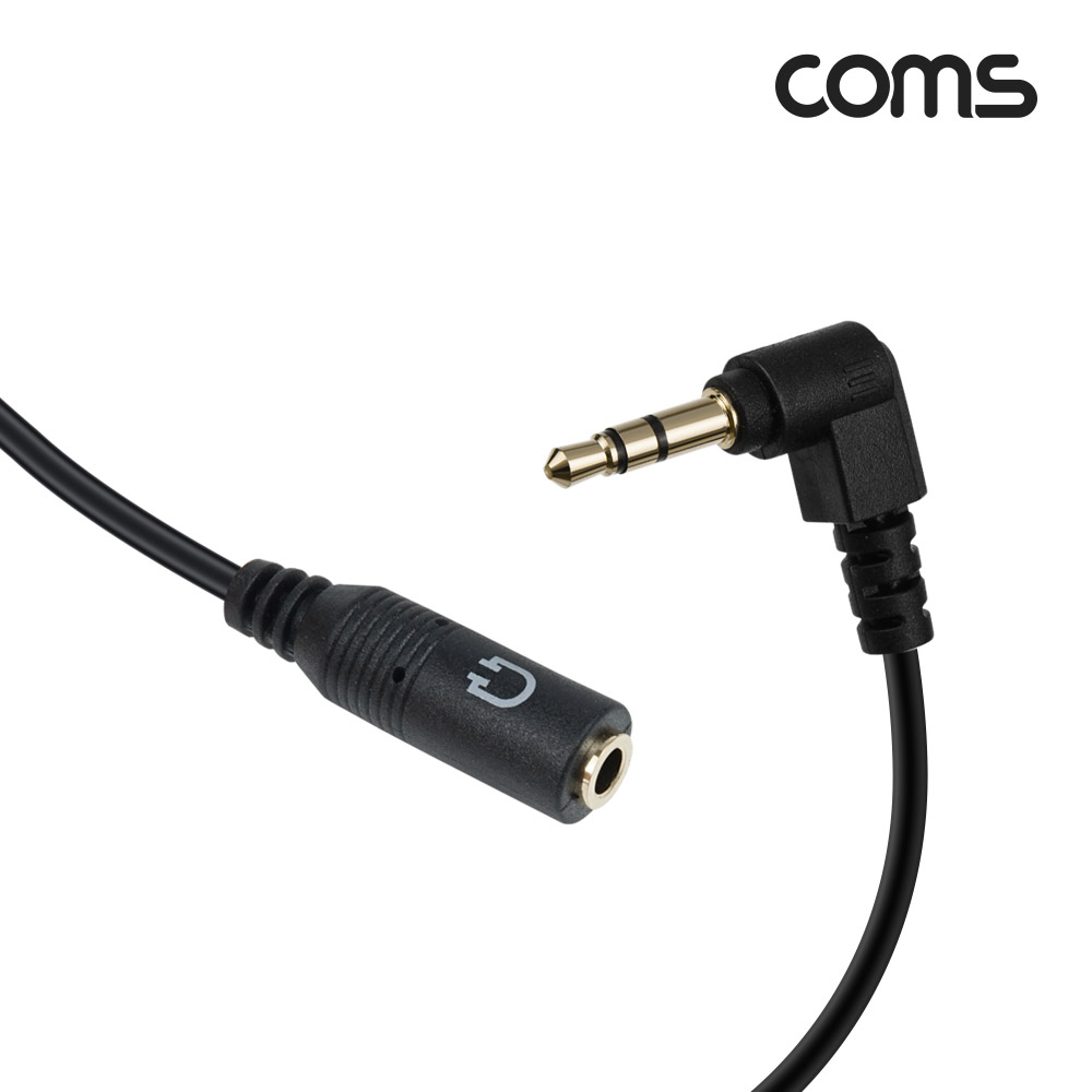 Coms 스테레오 3극 꺾임 to 4극 이어폰 변환 케이블 젠더, AUX, ST 3.5mm Male/Female