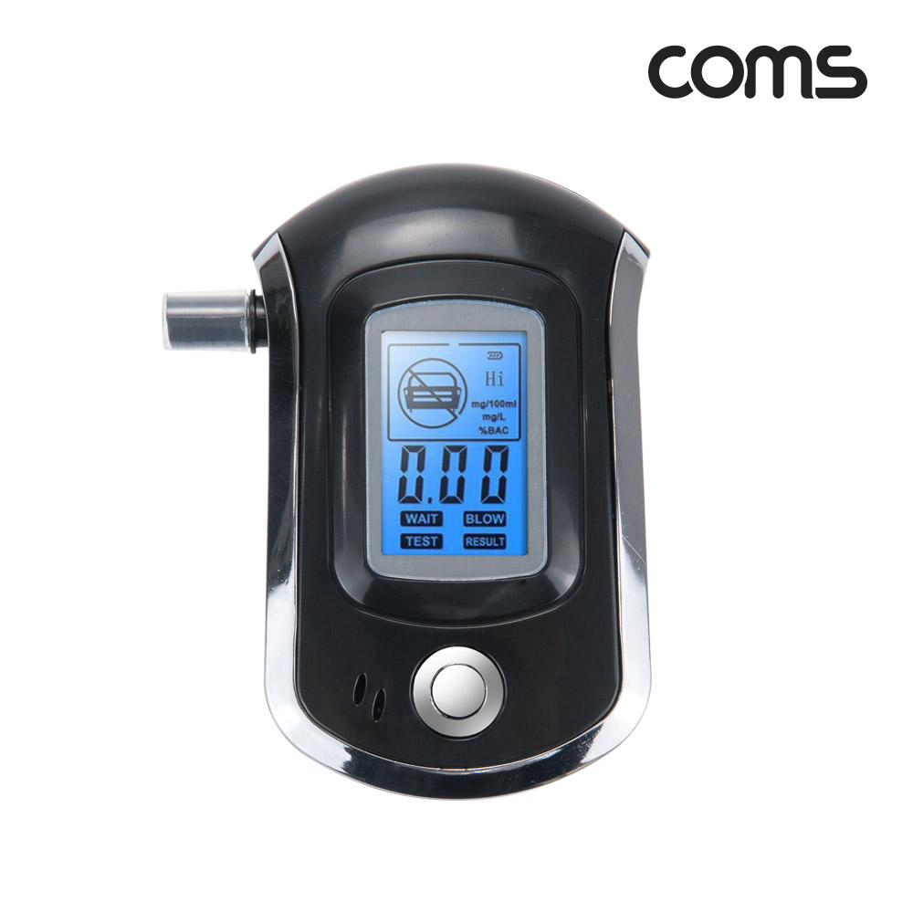 Coms 음주 측정기, 감지기, 테스터기, 알코올 알콜 농도, 운전, 셀프, 휴대용, 0.00% ~ 0.20%