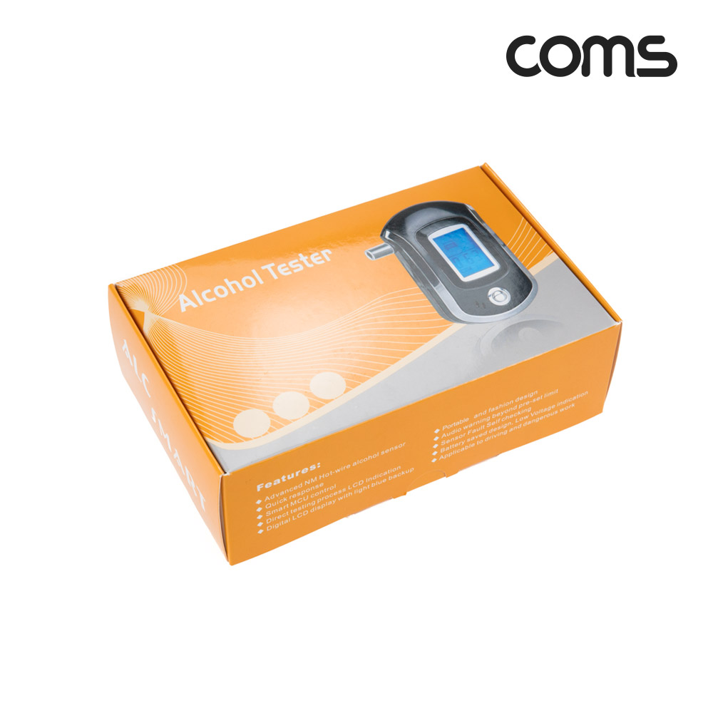 Coms 음주 측정기, 감지기, 테스터기, 알코올 알콜 농도, 운전, 셀프, 휴대용, 0.00% ~ 0.20%