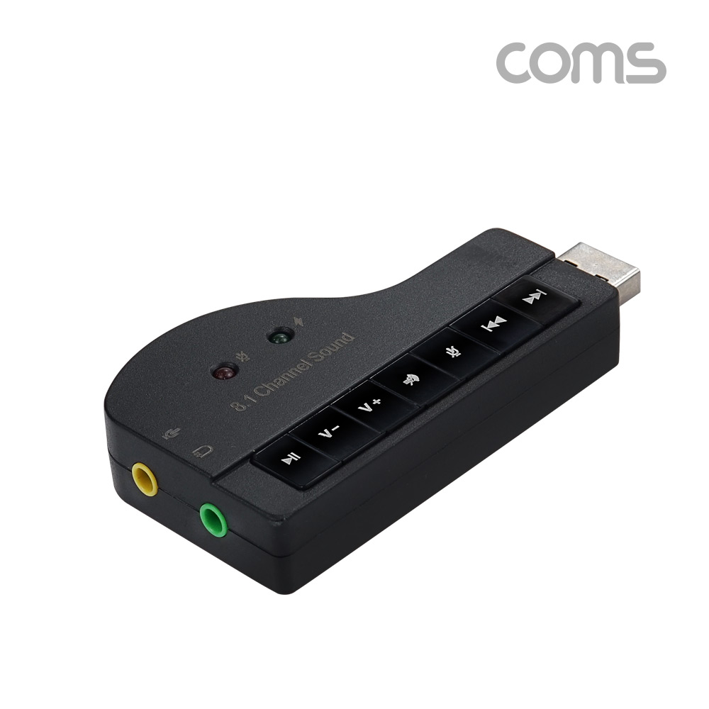 Coms USB 사운드카드 8.1채널, 오디오 컨버터, 스테레오 3.5 마이크 스피커, 음소거 뮤트 볼륨 소리조절 재생 기능