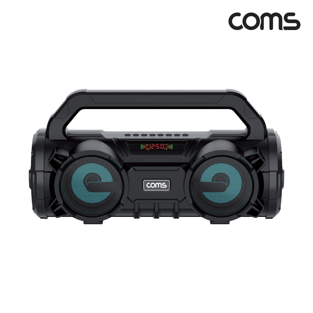 Coms 스테레오 Hi-Fi 포터블 마이크 앰프 최대출력 20W 가정용노래방 FM라디오 AUX USB 메모리 TF카드 재생지원