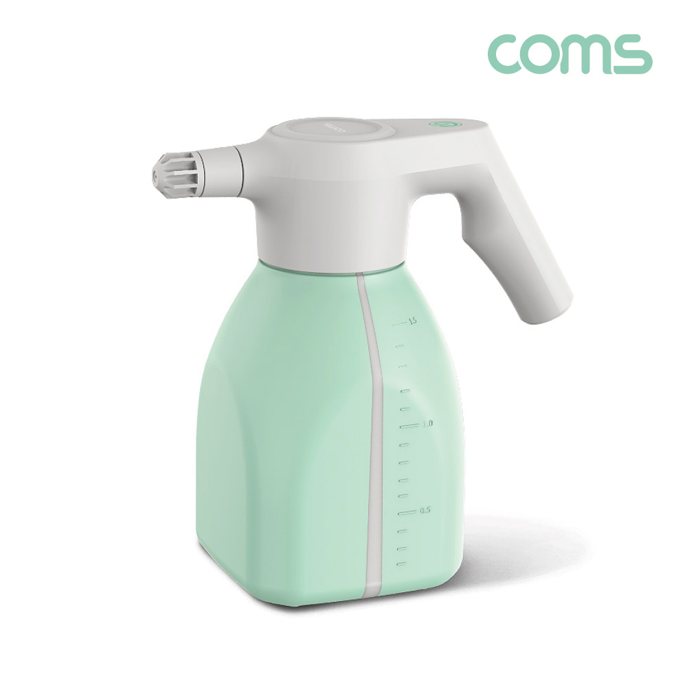 Coms 원터치 전동 분무기 1.5L 대형, 자동분사, 대용량, 원예 청소 세차 소독 살균, 물뿌리개, 스프레이