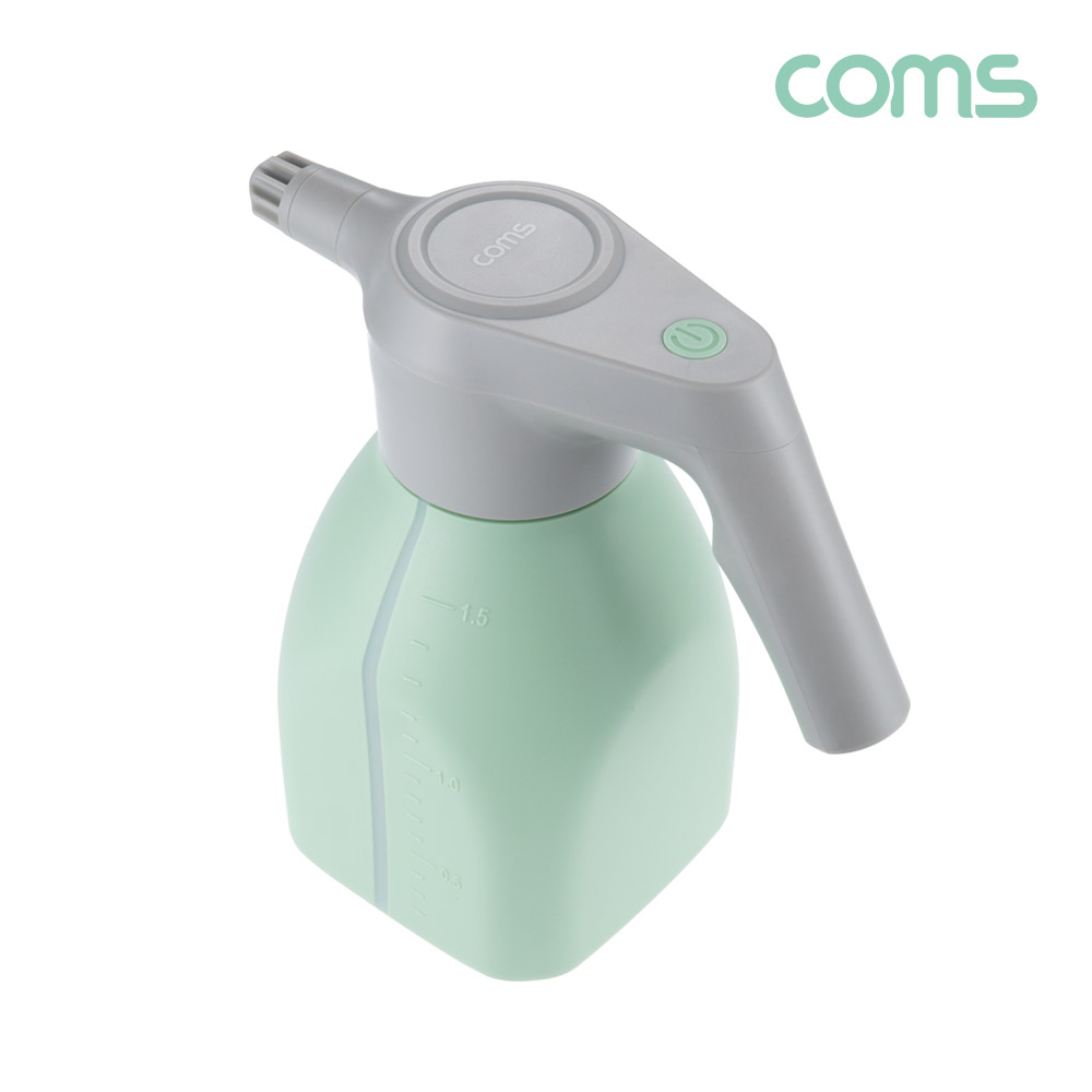Coms 원터치 전동 분무기 1.5L 대형, 자동분사, 대용량, 원예 청소 세차 소독 살균, 물뿌리개, 스프레이