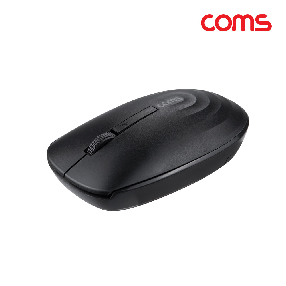Coms 무소음 무선 옵티컬 마우스 Black, 2.4GHz, 좌우대칭형, 무광 센서