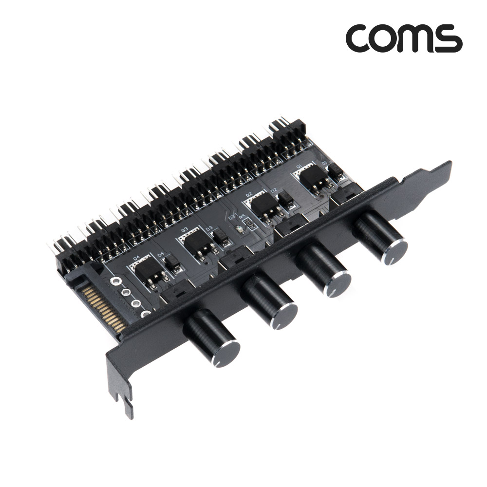Coms 쿨러 팬 속도 조절기, 전원(12V) 분배 변환기, SATA 전원 to 4P x 6, 다이얼 4EA