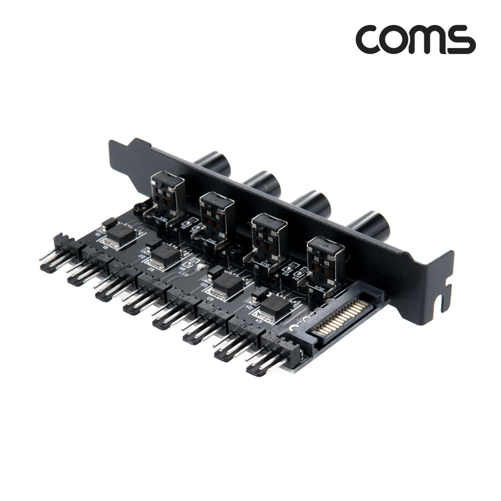Coms 쿨러 팬 속도 조절기, 전원(12V) 분배 변환기, SATA 전원 to 4P x 6, 다이얼 4EA
