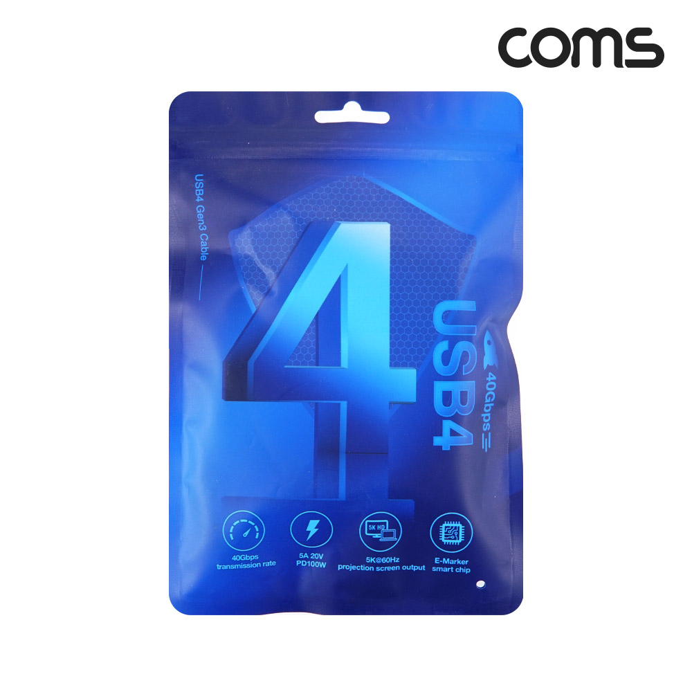 Coms USB 4.0 GEN3 C타입 to C타입 PD 고속충전 케이블 1m 100W E-Marker 이마커 최대 40Gbps Type C