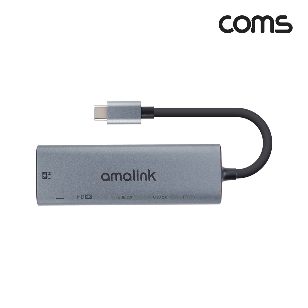 Coms USB Type C to HDMI 듀얼 컨버터, 4K@60Hz, HDMIx2 + USB2.0x2 + PD3.0, 도킹스테이션 허브 화면미러링