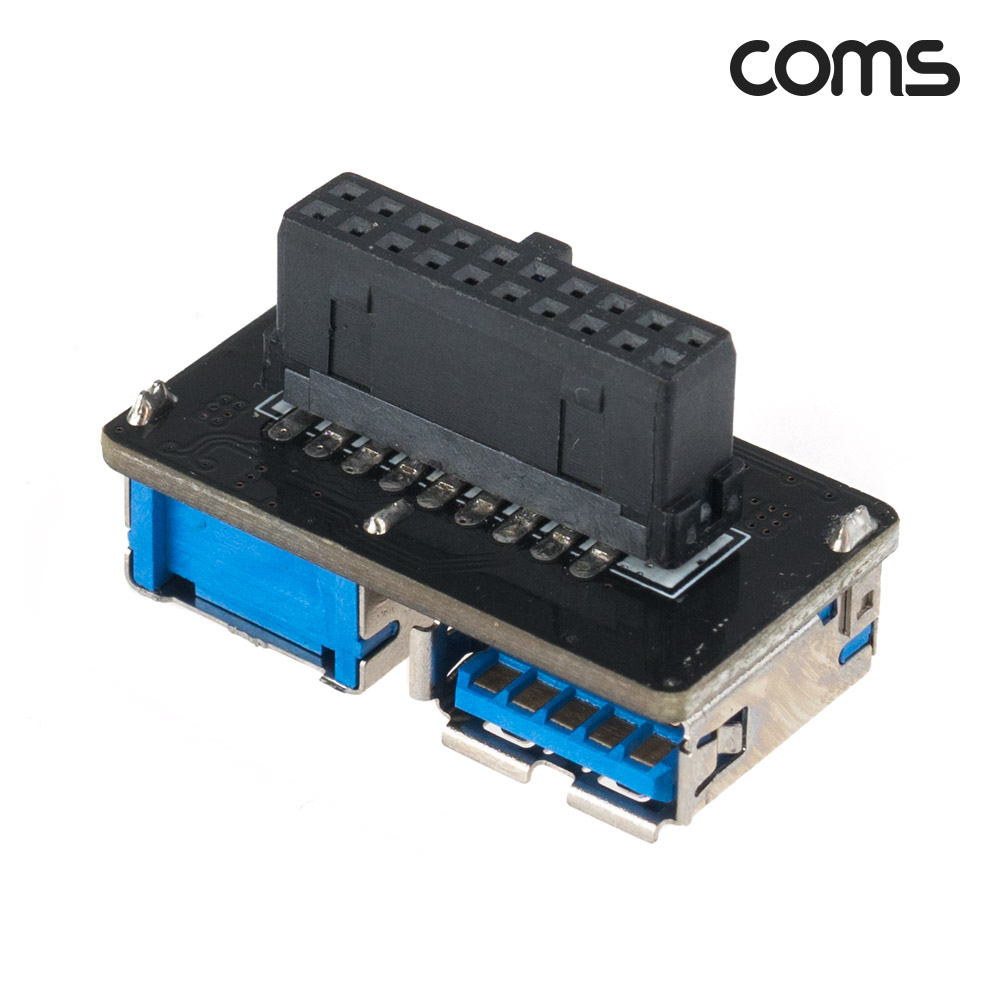 Coms USB 포트 USB 3.0 19Pin to USB 2Port 기판연결 180도 꺾임 젠더