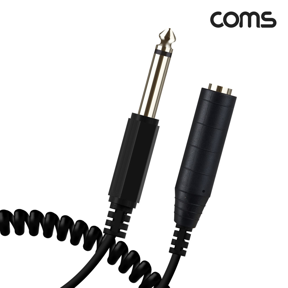 Coms AV 스프링 케이블, 3.5(F) to 6.5 Mono 모노(M)x2 30cm~80cm, 오디오 변환