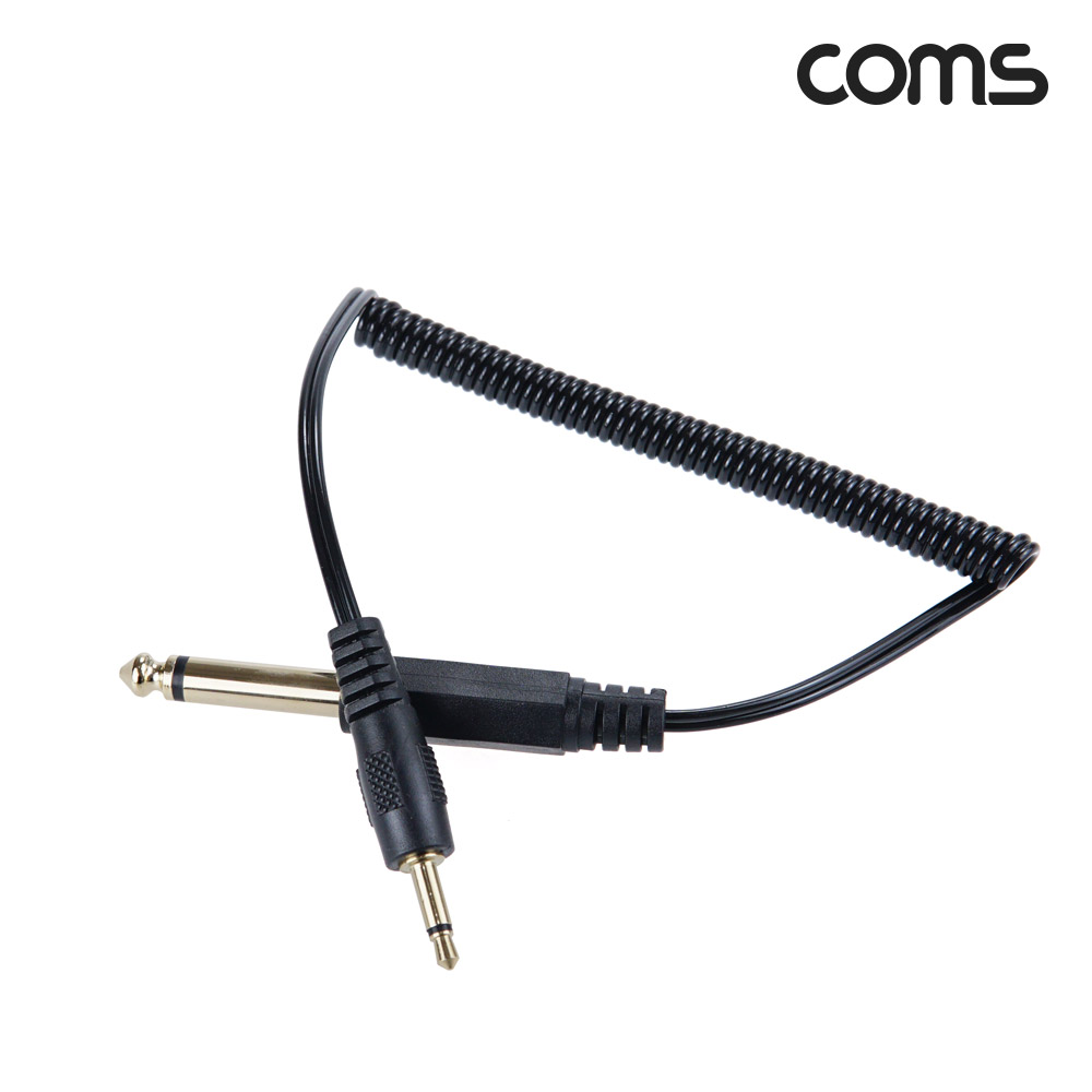 Coms AV 스프링 케이블, 6.5 to 3.5, Mono 모노(M to M) 30cm~80cm, 오디오 변환