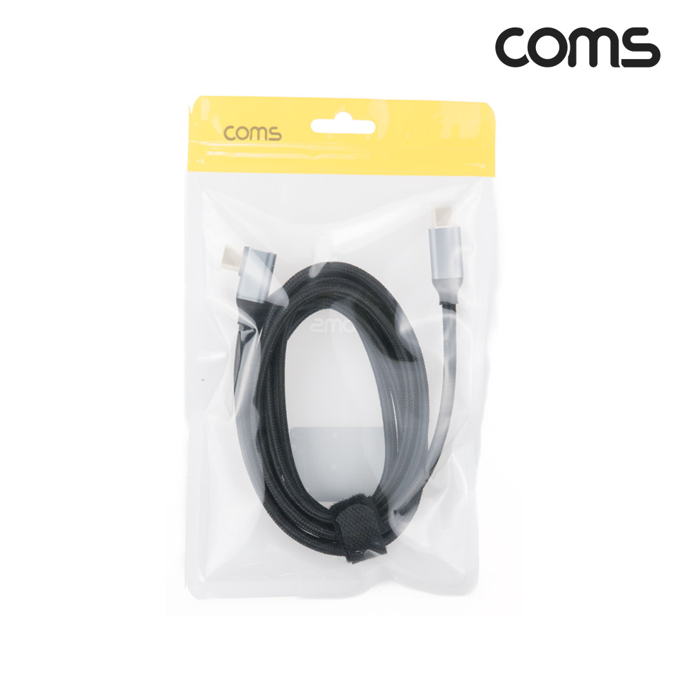 Coms USB 3.1(Type C) 케이블(M/M) 2M GEN2 10Gbps C타입 한쪽 꺾임 Metal/Black