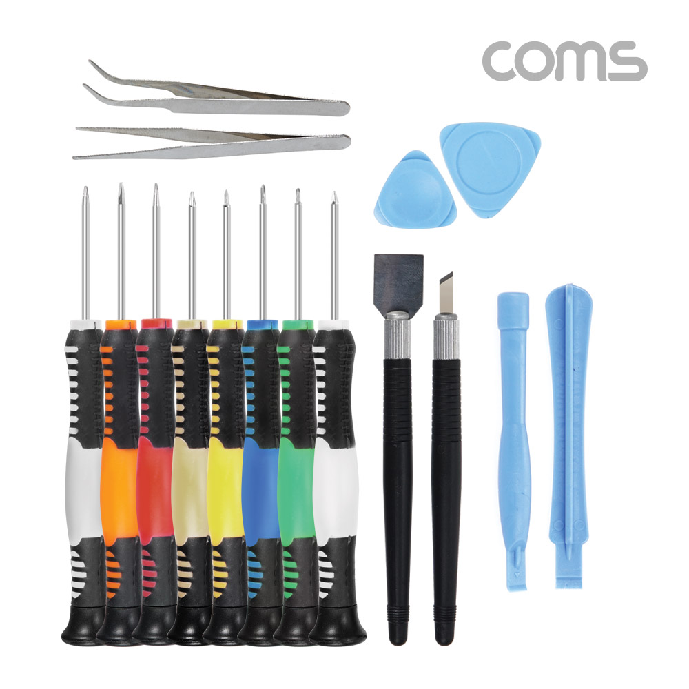 Coms 드라이버 세트, 스마트폰 분해 조립 키트, 자가수리, 파우치, 다용도 멀티 정밀 공구, 스크류 드라이버 비트 십자 일자 별