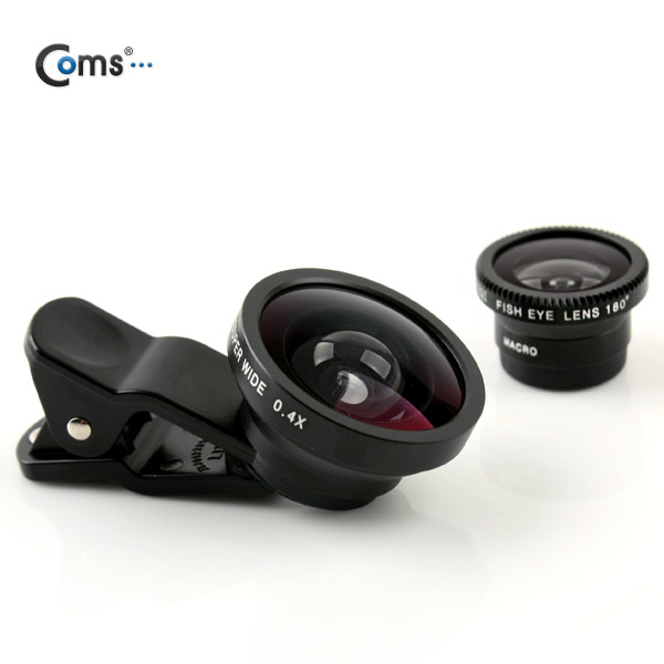 Coms 스마트폰 카메라 확대경(3 in 1), LQ-003 피쉬아이/와이드/매크로