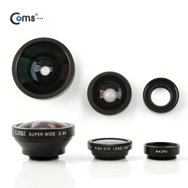 Coms 스마트폰 카메라 확대경(3 in 1), LQ-003 피쉬아이/와이드/매크로