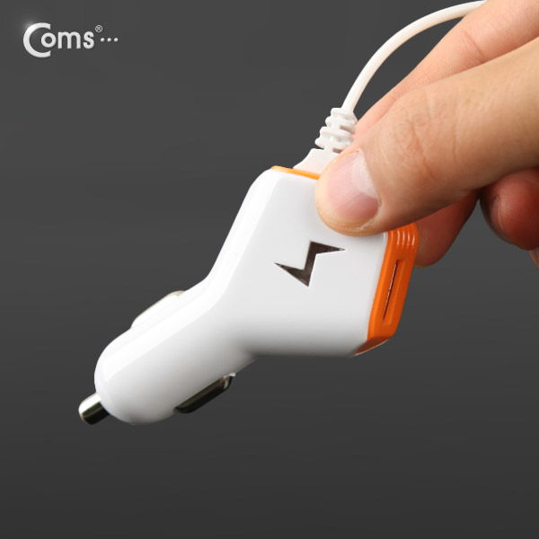 Coms 차량용 USB 1P 시가잭+충전케이블(iOS 스마트폰 5/5S) 5V/2.1A / 시거잭