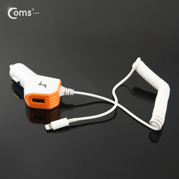 Coms 차량용 USB 1P 시가잭+충전케이블(iOS 스마트폰 5/5S),5V/2.1A / 시거잭