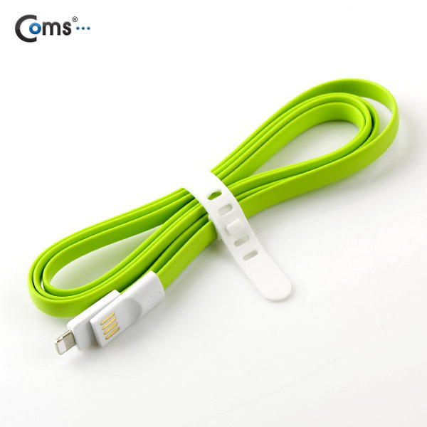 Coms iOS 스마트폰5 8핀 (8Pin) 케이블(Flat형/자석), Green, 1.2M