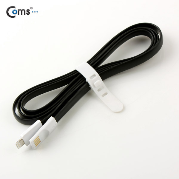 Coms iOS 스마트폰5 8핀 (8Pin) 케이블(Flat형/자석), Black, 1.2M
