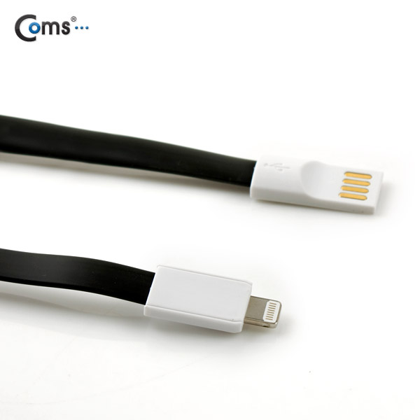 Coms iOS 스마트폰5 8핀 (8Pin) 케이블(Flat형/자석), Black, 1.2M