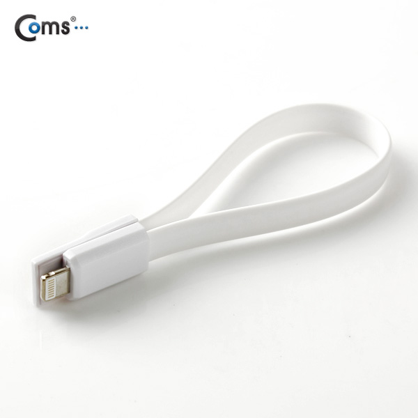 Coms iOS 스마트폰 5 케이블(Flat형/자석), White, 20cm/8핀