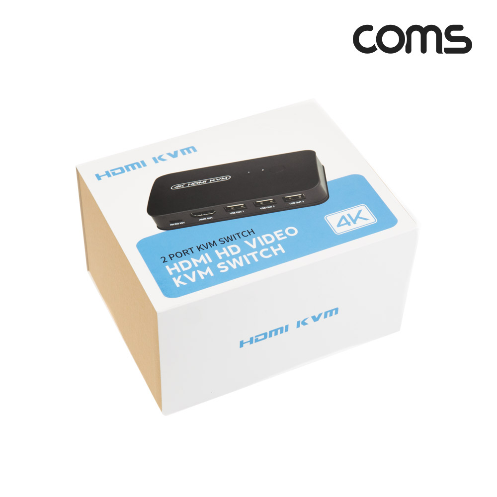Coms HDMI KVM 스위치 선택기 2:1 PC 2대연결 USB 3포트 주변장치연결 원거리 조작