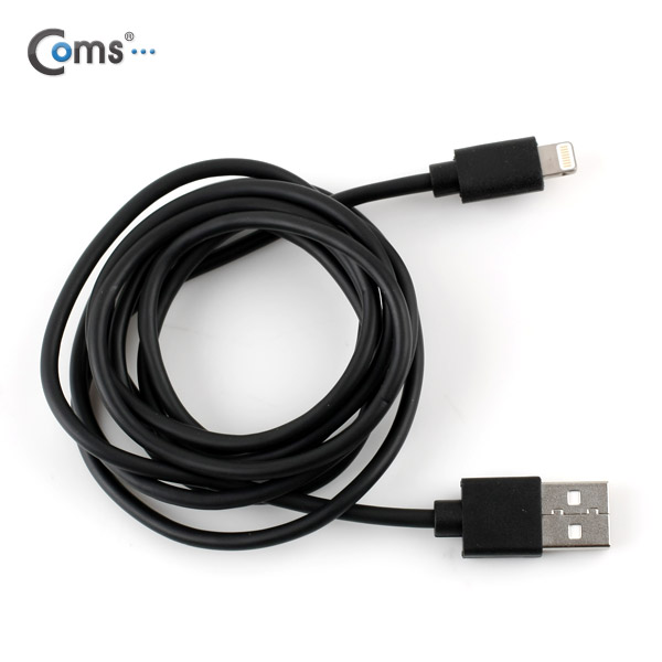 Coms MFi 공식인증 iOS 스마트폰5 8핀 케이블 1.5M(데이터/충전), Black