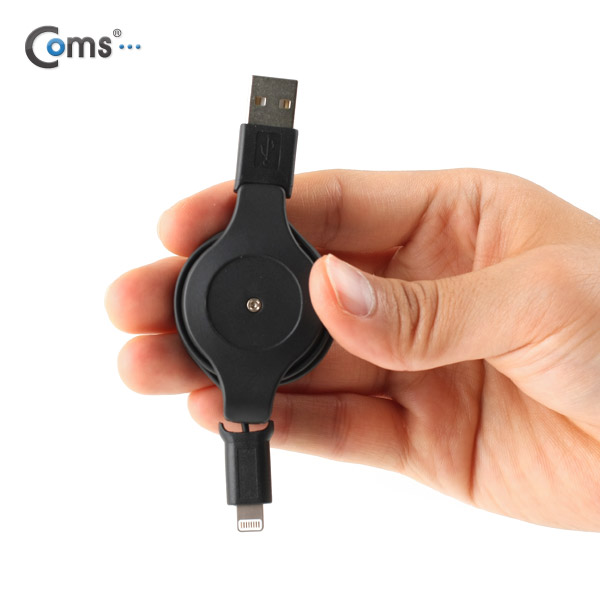 Coms MFi 공식인증 아이폰 5 케이블(자동감김/충전/데이터), 1M, Black