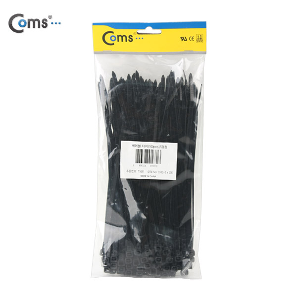 Coms 케이블 타이(100pcs), CHS-5 x 200/검정, 200mm x 5mm
